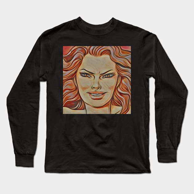 oil painting beautiful woman Long Sleeve T-Shirt by ZerkanYolo